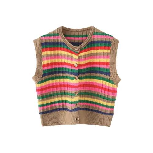 Wbwq Жилет Женские Радужный Полосы