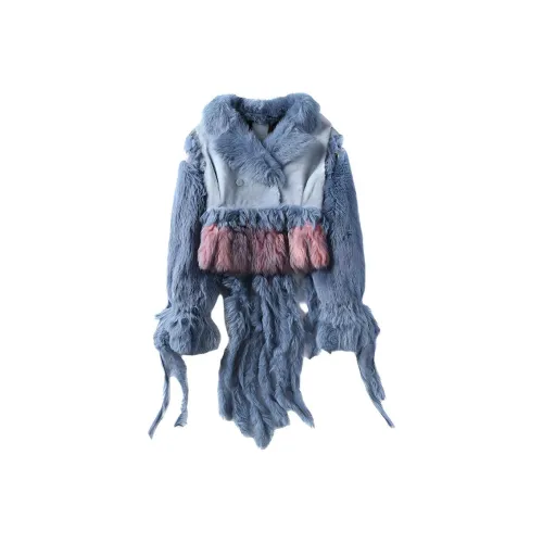 MINNANHUI Мех Женский Королевский Синий