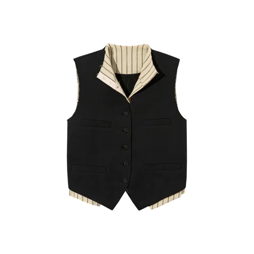 Ouyang Глубокий черный Женские жилеты