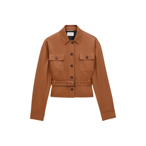 SAINT LAURENT Кожа Куртка Женская Коричневая