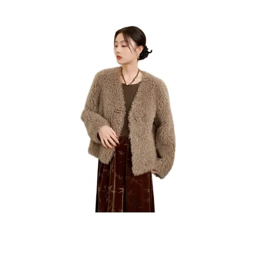 3COLOUR Velvet Feel Пальто Женское Кофейное