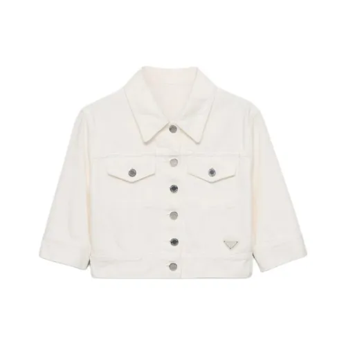 PRADA SS25 Весенне-летняя женская коллекция одежды джинсовая куртка цвет белый