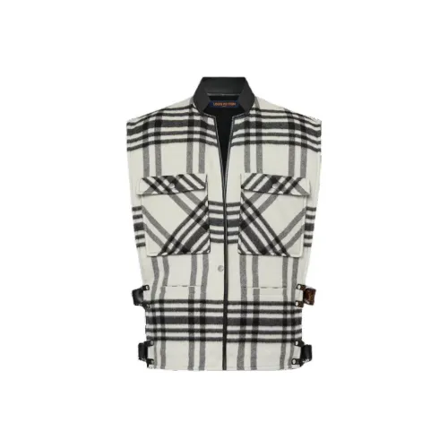LOUIS VUITTON Тартан Утилитарная Куртка Жилет Женские Экрю
