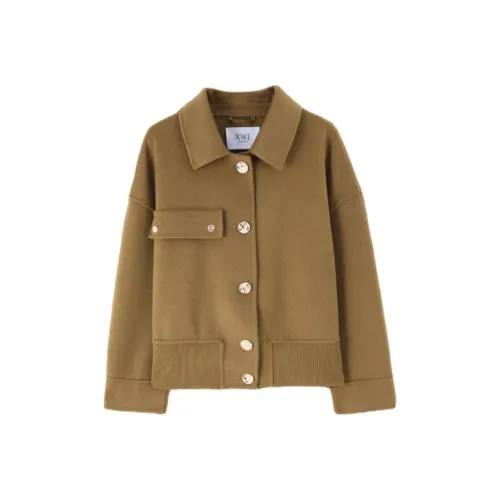 XWI Кофейно-зеленый Женское пальто