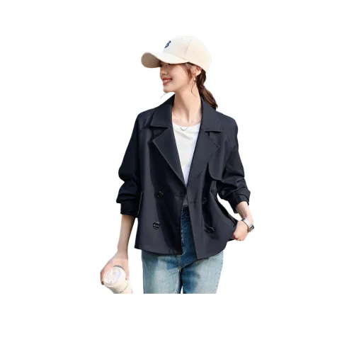 Mo Han Yi Mei Тренчкот Женский Темно-синий