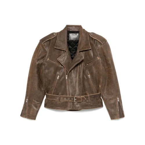 R13 FW24 Кожа Куртка Женские Шоколад