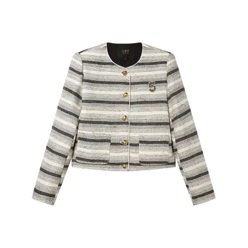 LOUISY AO Cropped Jacket Женская Абрикос Черный С принтом в полоску