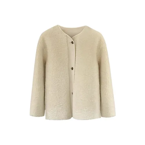 IDLE SOUL Бархат Feel Пальто Женское Кремово-Желтое