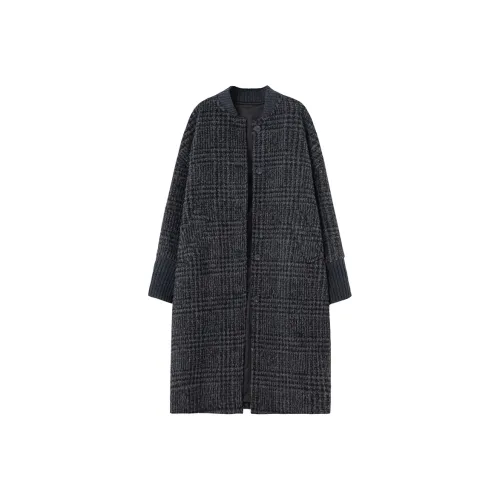 SOON FLOWER Пальто Женское Черное Серое Клетка