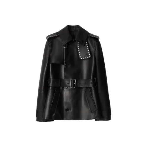 Burberry Кожа Trench Куртка Женская Черная