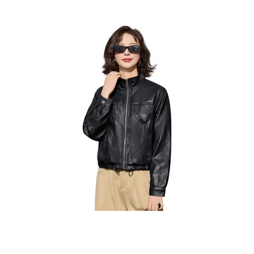 Yi Mengyuan Кожа Куртка Женская