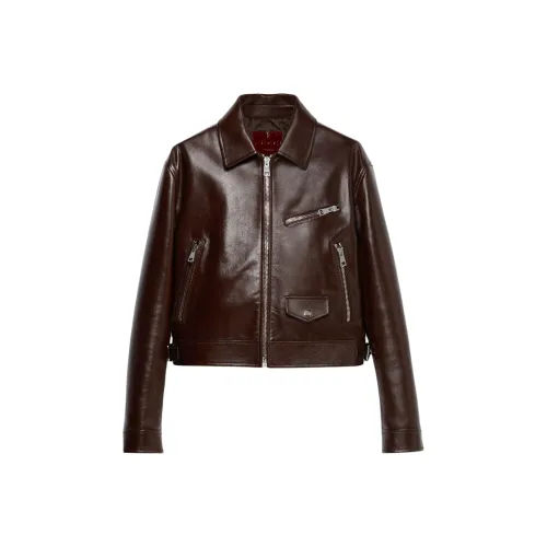 GUCCI FW24 Кожа Куртка Женская Коричневая
