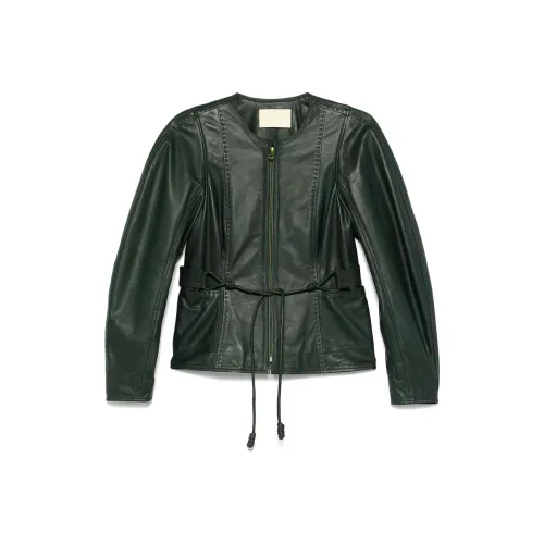 Ulla Johnson FW24 Кожа Куртка Женская Темно-зеленая