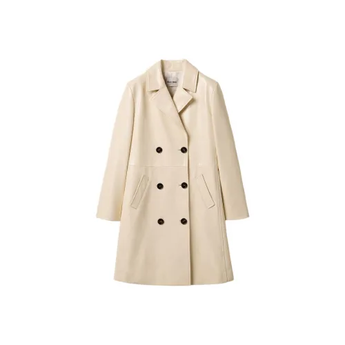 MIU MIU SS25 Кожа Куртка Женская Кремовая