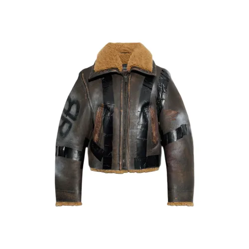 Balenciaga Кожа Куртка Женская Коричневая