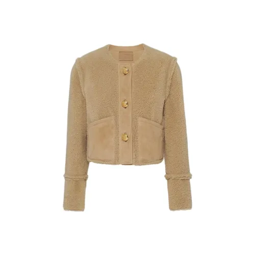 PRADA Кожа Куртка Женская Коричневая