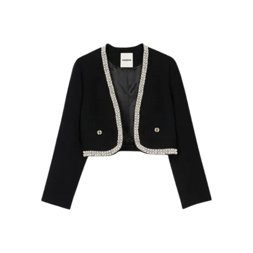 Sandro Cropped Jacket Women's Black Сандро Укороченная Куртка Женская Черная