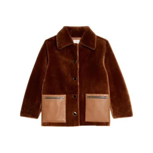 Sandro Вельвет Feel Пальто Женское Коричневый Желтый