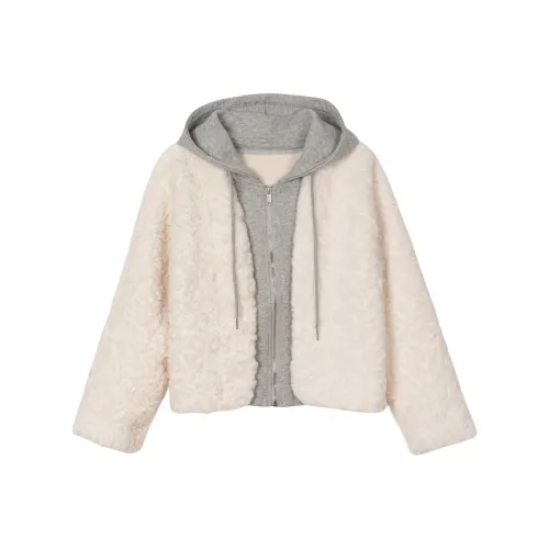 FAWENXIANGZI Бархат Feel Куртка Женские Абрикос