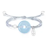 Серебряный браслет S925 с застежкой "Мирный" - шнурок (синий)