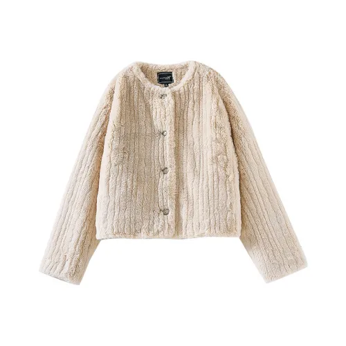 OUNIXUE Velvet Feel Пальто Женское Темный Абрикос