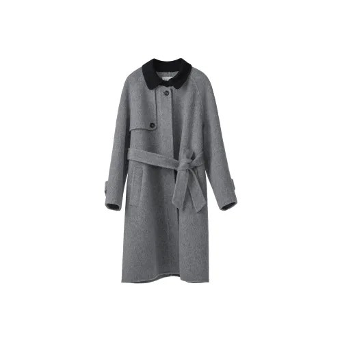 Fstudio Корейский стиль Premium Pure Цвет Шерсть Длинный Куртка Женские Серый