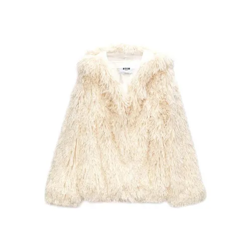 MSGM Velvet Feel Пальто Женское Светлый Бежевый