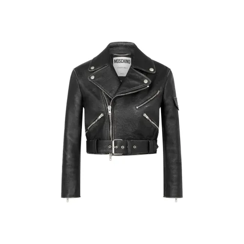 MOSCHINO SS25 Кожа Куртка Женская Черная