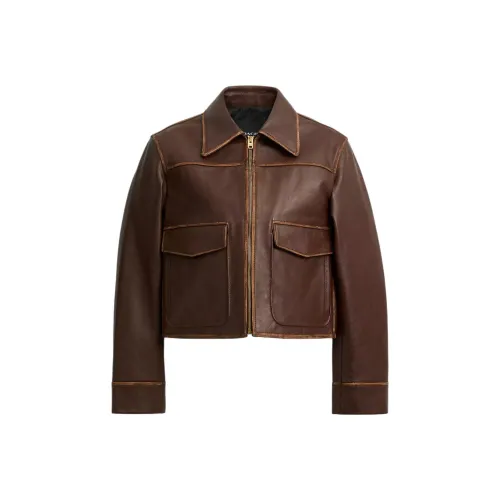 COACH Кожа Куртка Женская Коричневая