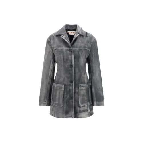 MARNI Кожа Куртка Женская Черная