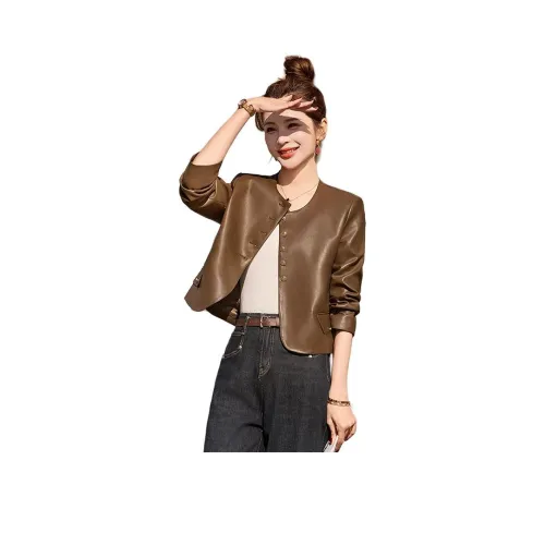 Yi Mengyuan Кожа Куртка Женская