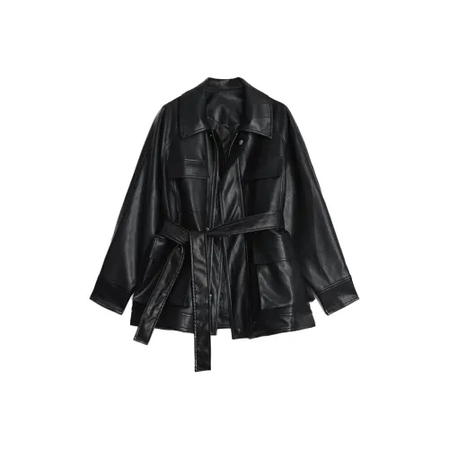 COMBO Кожа Куртка Унисекс Черный