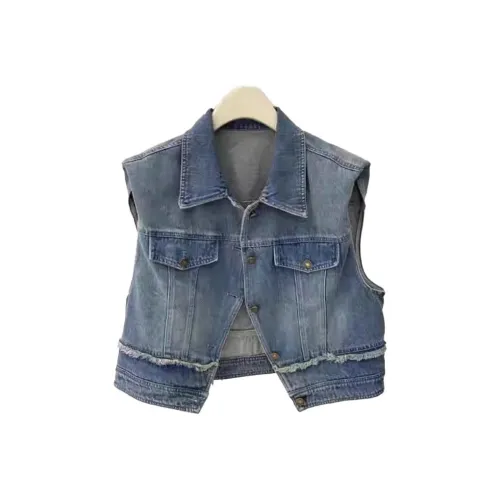 CDAYU Жилет Женские Винтажный Синий