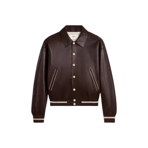 CELINE SS25 Кожа Куртка Женская Коричневая