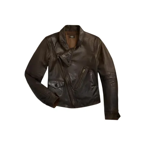 DOUBLE RL Кожа Куртка Женская Коричневая