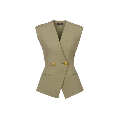 BALMAIN FW24 Жилет Женский Светлый Оливковый Зеленый