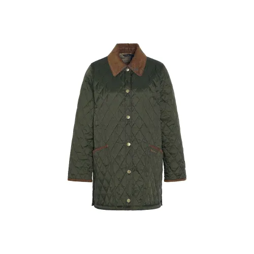 BARBOUR Хлопковый пуховик женский оливковый