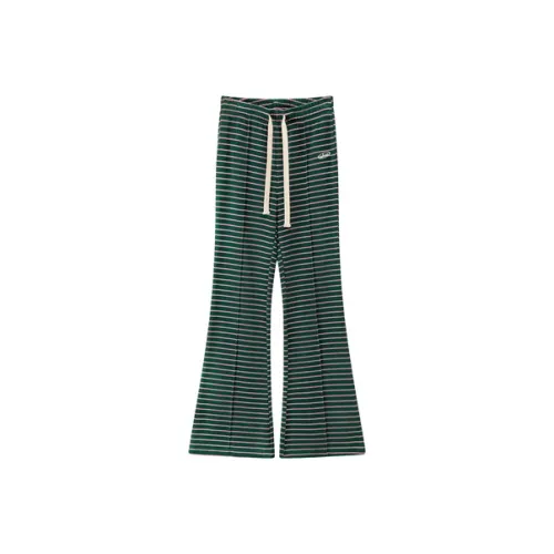 CHUU Повседневные брюки Женские Зеленые полосы Цветочный