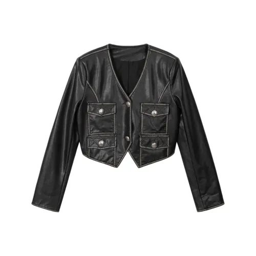 FORNI Кожа Куртка Женская Лакированная Кожа Черная