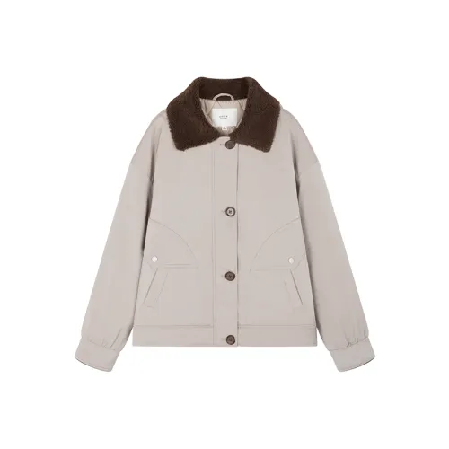 Mo Han Yi Mei Хлопковый пуховик женский серо-бежевый