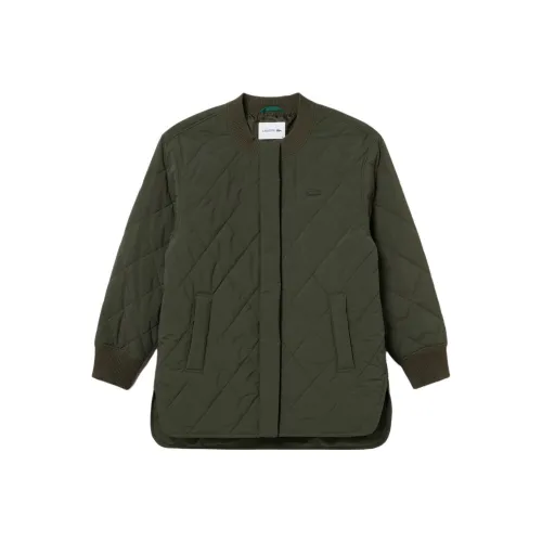 LACOSTE Хлопковый пуховик женский хаки оливковый