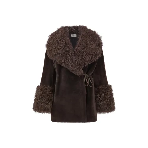 PAROSH FW24 Кожа Куртка Женская Коричневая