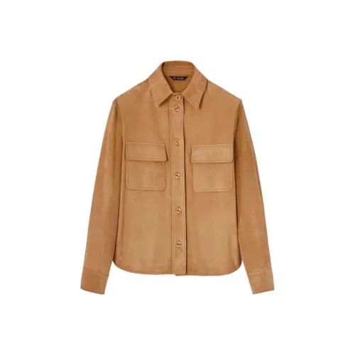 Loro Piana SS25 Кожа Куртка Женские Карамель Цвет ириски