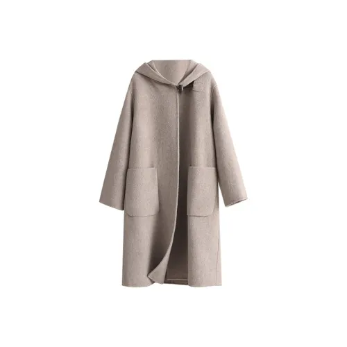 PAZZO Loose Fit Versatile Mid Length Woolen Coat Women's