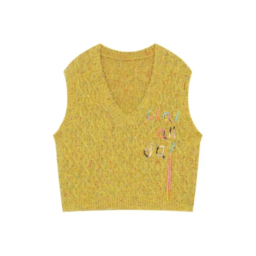 ELF SACK Жилет Женские Vintage Светло-Желтый