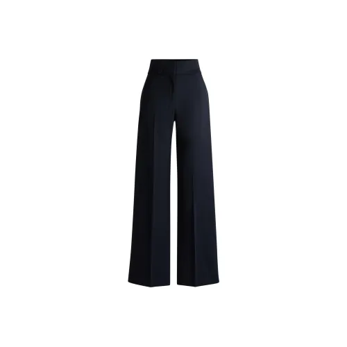 Hugo Boss Высокая посадка Обычный крой Брюки с расклешенной ногой Повседневные брюки Женские Темно-синие
