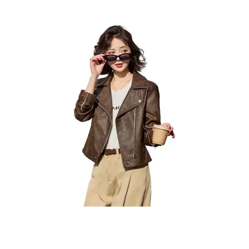 Yi Mengyuan Кожа Куртка Женская