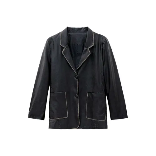 Aoaifu Кожа Куртка Женская Черная