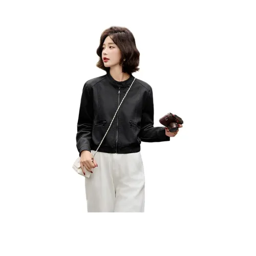 Yi Mengyuan Кожа Куртка Женская