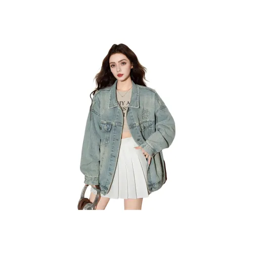 FAWENXIANGZI Джинсовая куртка Женская Синяя